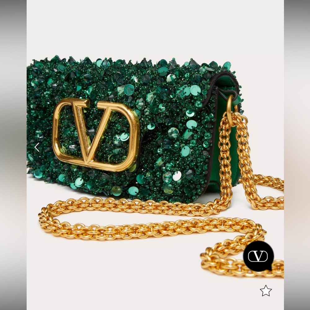 Valentino Garavani VLogo Loco Flap Shoulder Bag Embellished Leather